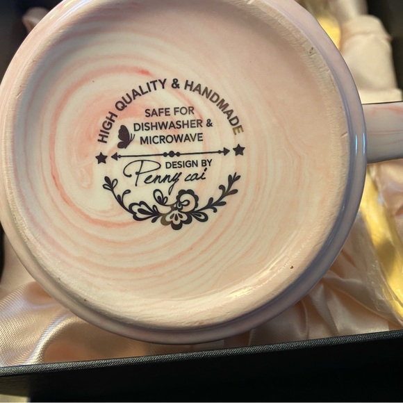 Pink Swirl Teacher Tea Mug with Matching Lid and Gold Spoon NIB - Picture 6 of 6